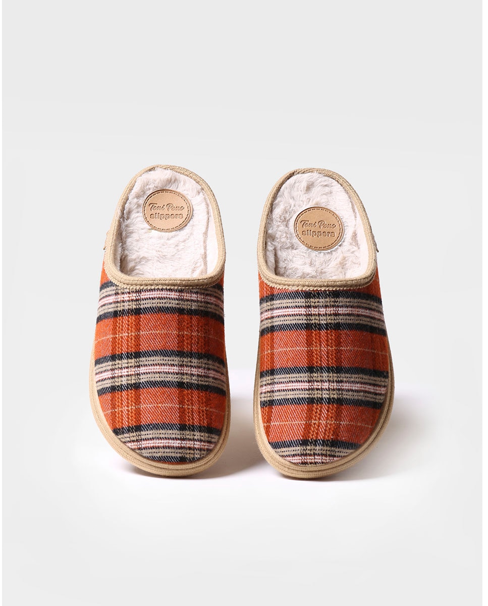 Zapatillas de casa de hombre de tejido a cuadros - Toni Pons - Marrón Marrón-3
