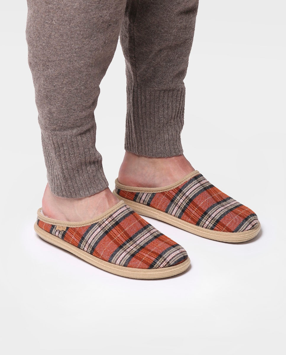 Zapatillas de casa de hombre de tejido a cuadros - Toni Pons - Marrón Marrón-2