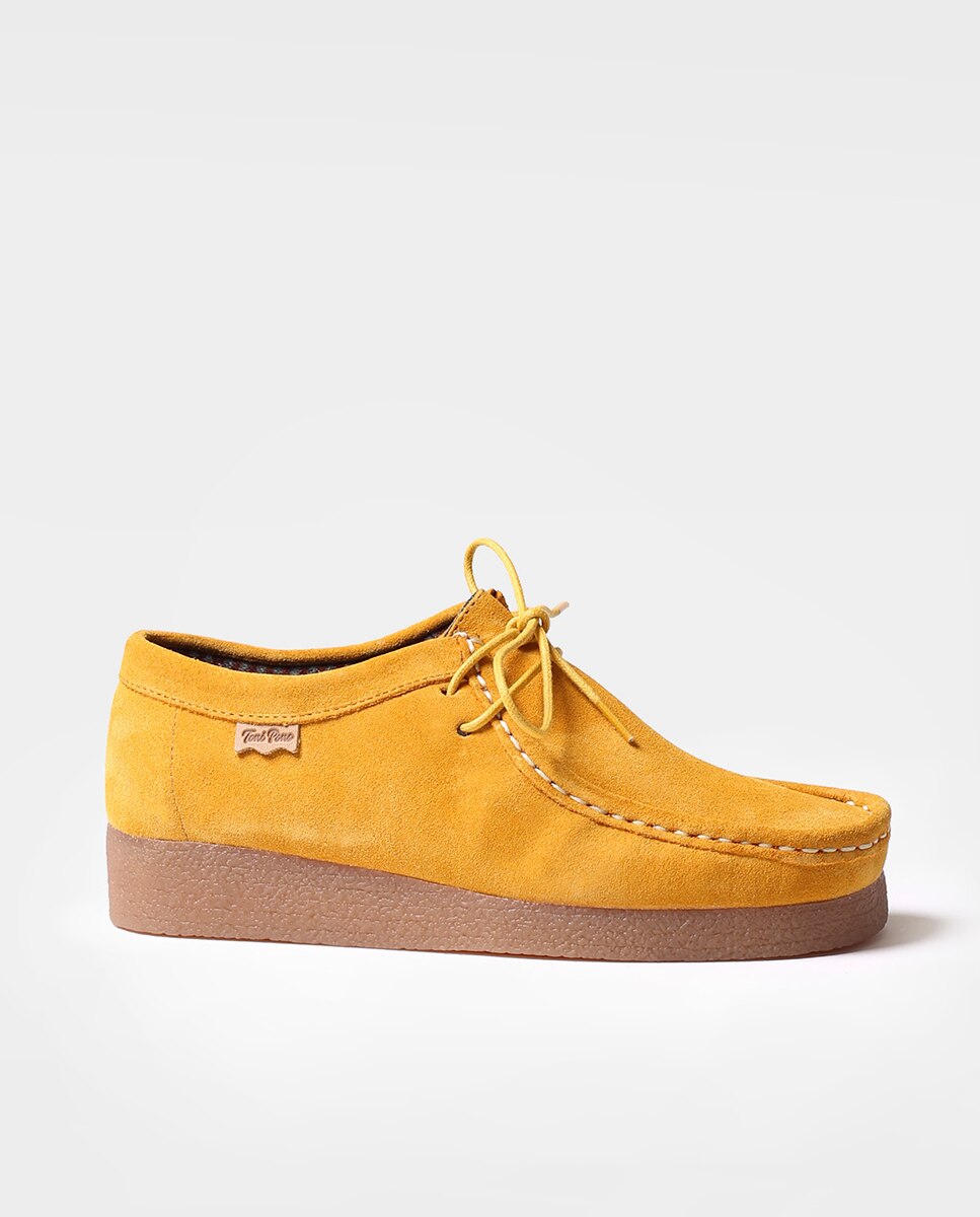 Zapatos planos de mujer de serraje con cordones - Toni Pons - Amarillo Amarillo-1