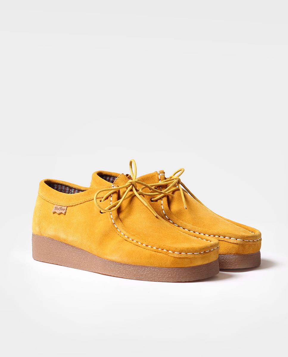 Zapatos planos de mujer de serraje con cordones - Toni Pons - Amarillo Amarillo-3