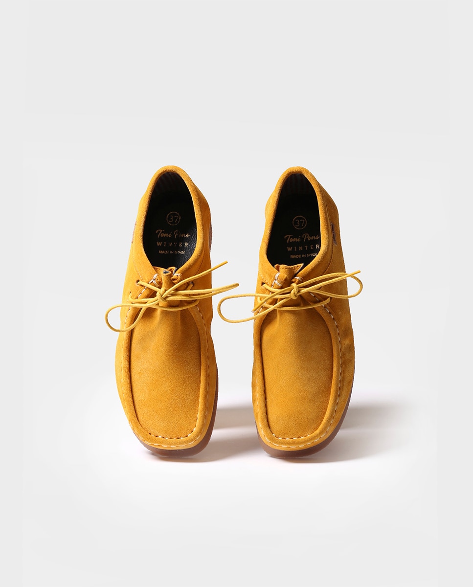 Zapatos planos de mujer de serraje con cordones - Toni Pons - Amarillo Amarillo-4