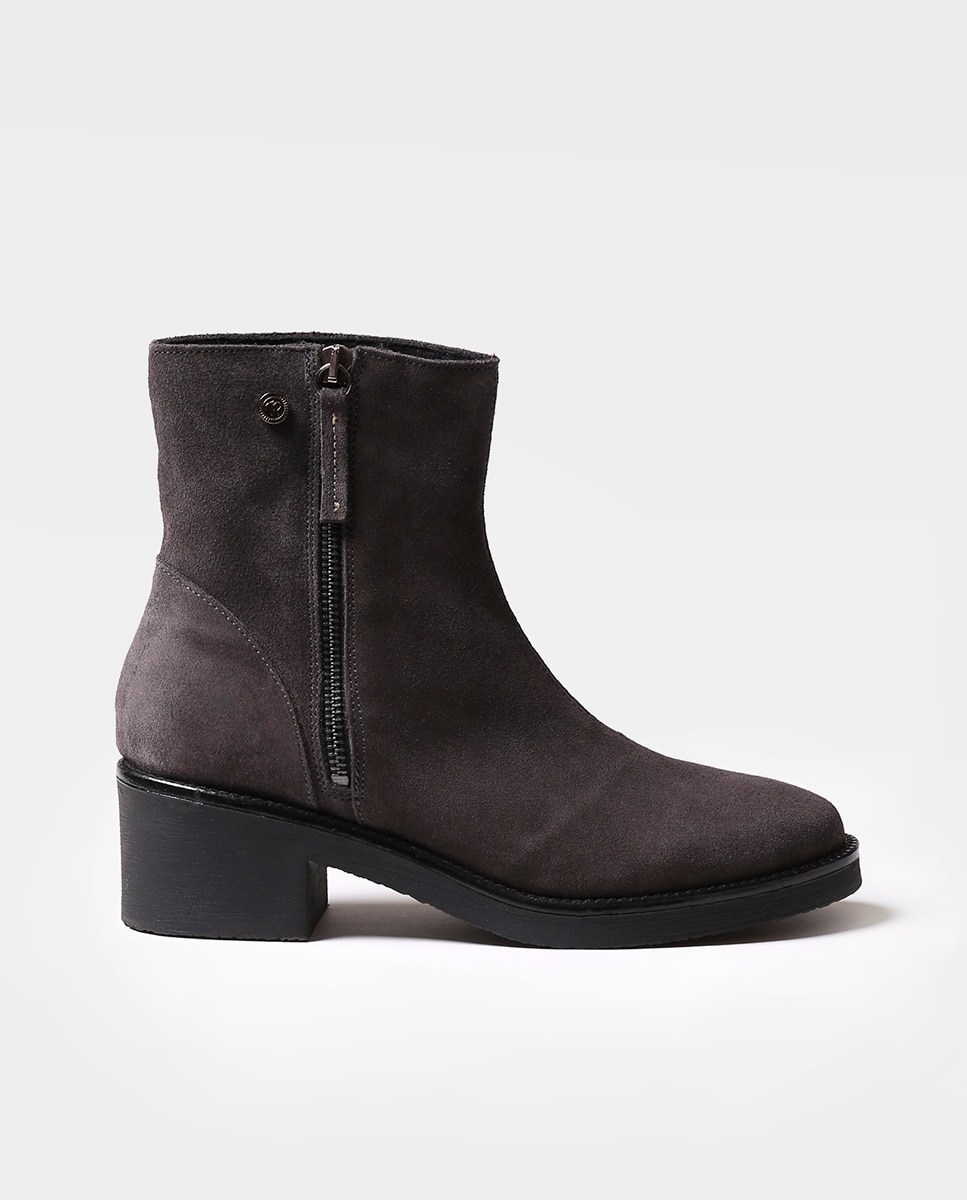 Botines de mujer de serraje con cremallera - Toni Pons - Gris oscuro Gris oscuro-1