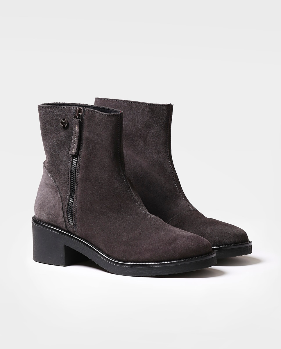 Botines de mujer de serraje con cremallera - Toni Pons - Gris oscuro Gris oscuro-4