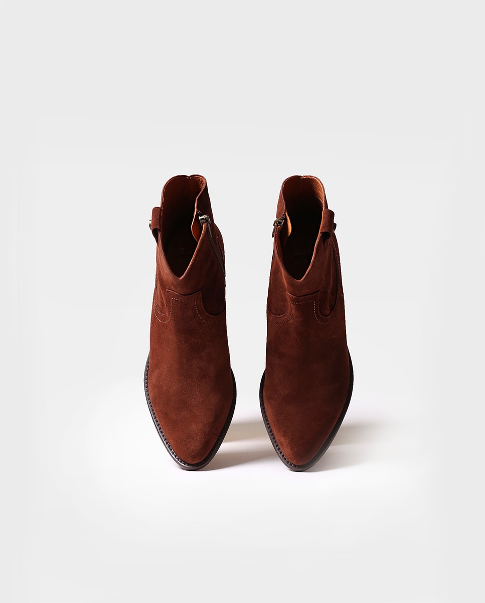 Botines de mujer de serraje con cremallera - Toni Pons - Naranja Naranja-3