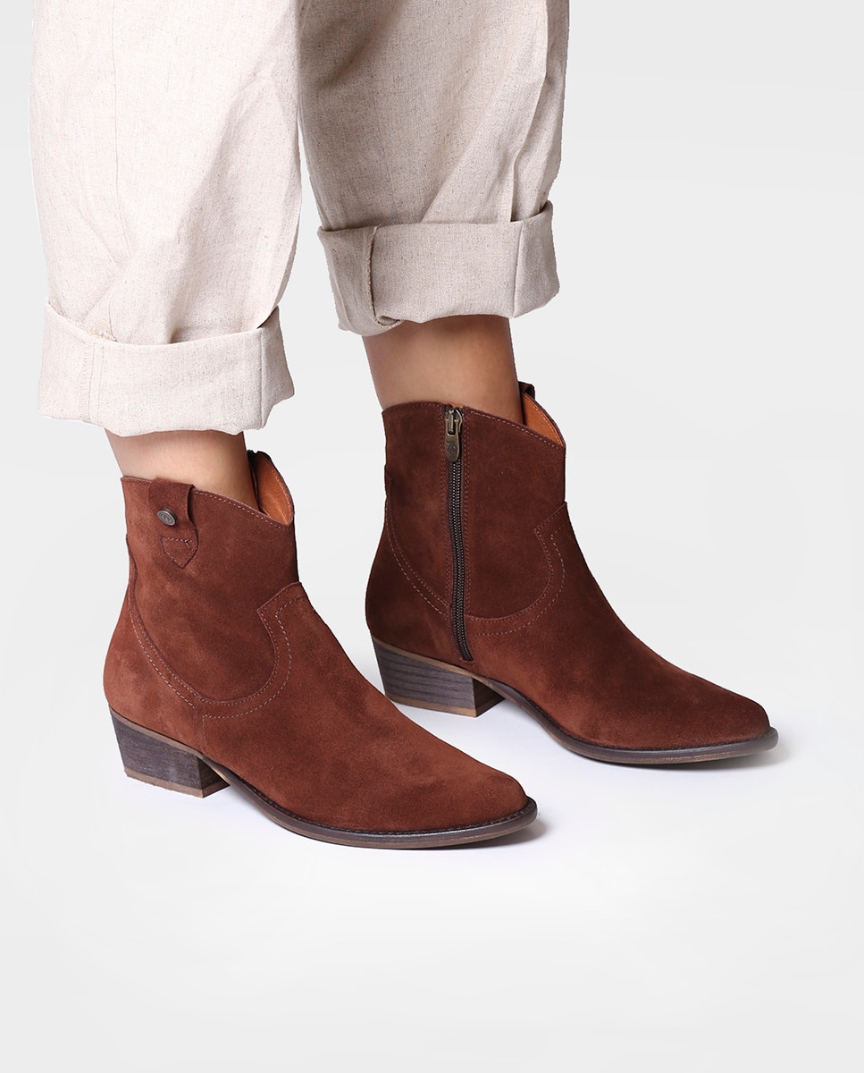 Botines de mujer de serraje con cremallera - Toni Pons - Naranja Naranja-4