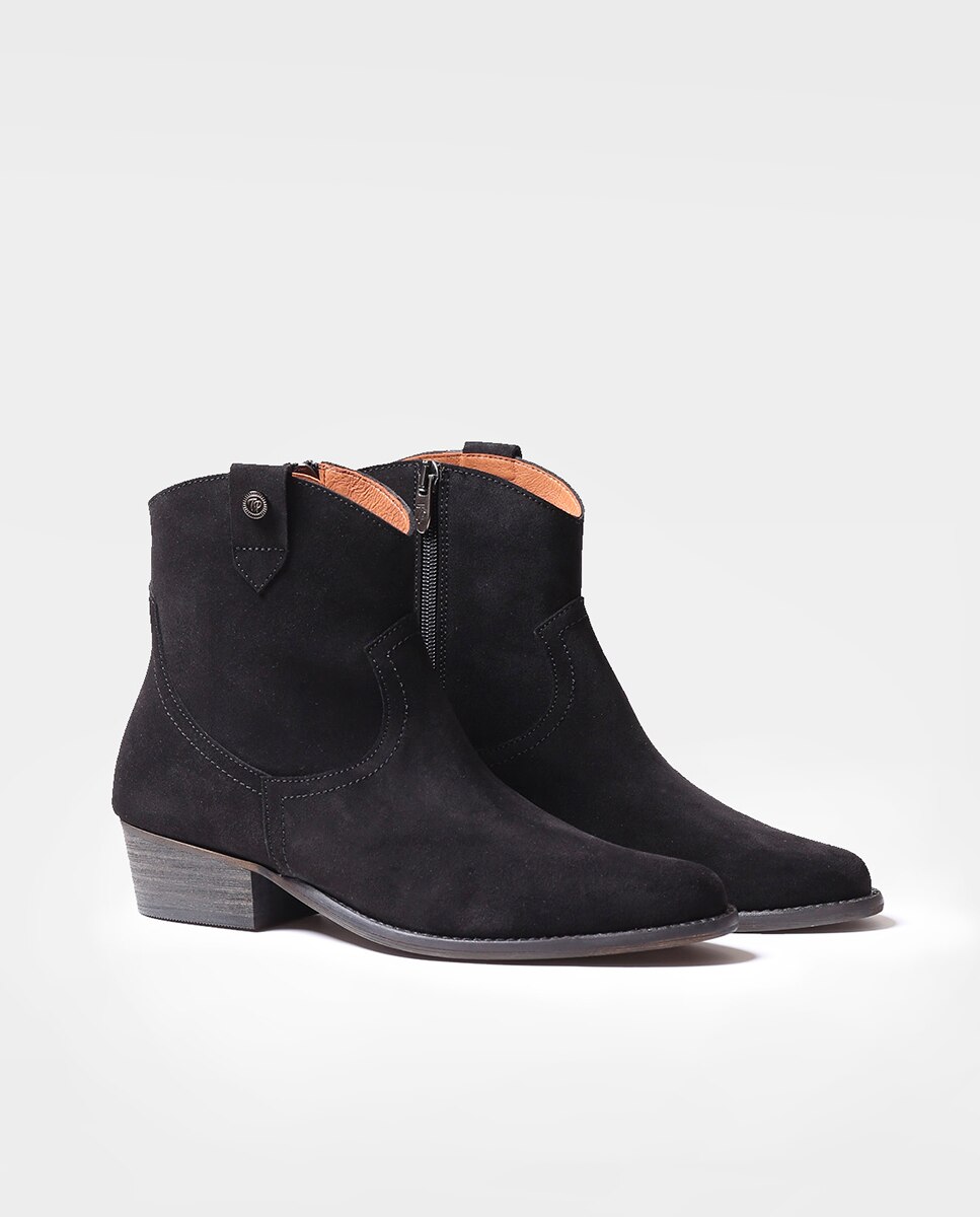 Botines de mujer de serraje con cremallera - Toni Pons - Negro Negro-2