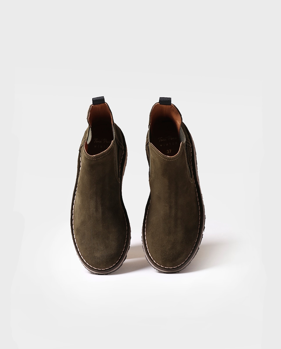 Botines de mujer de serraje con elásticos - Toni Pons - Kaki Kaki-3