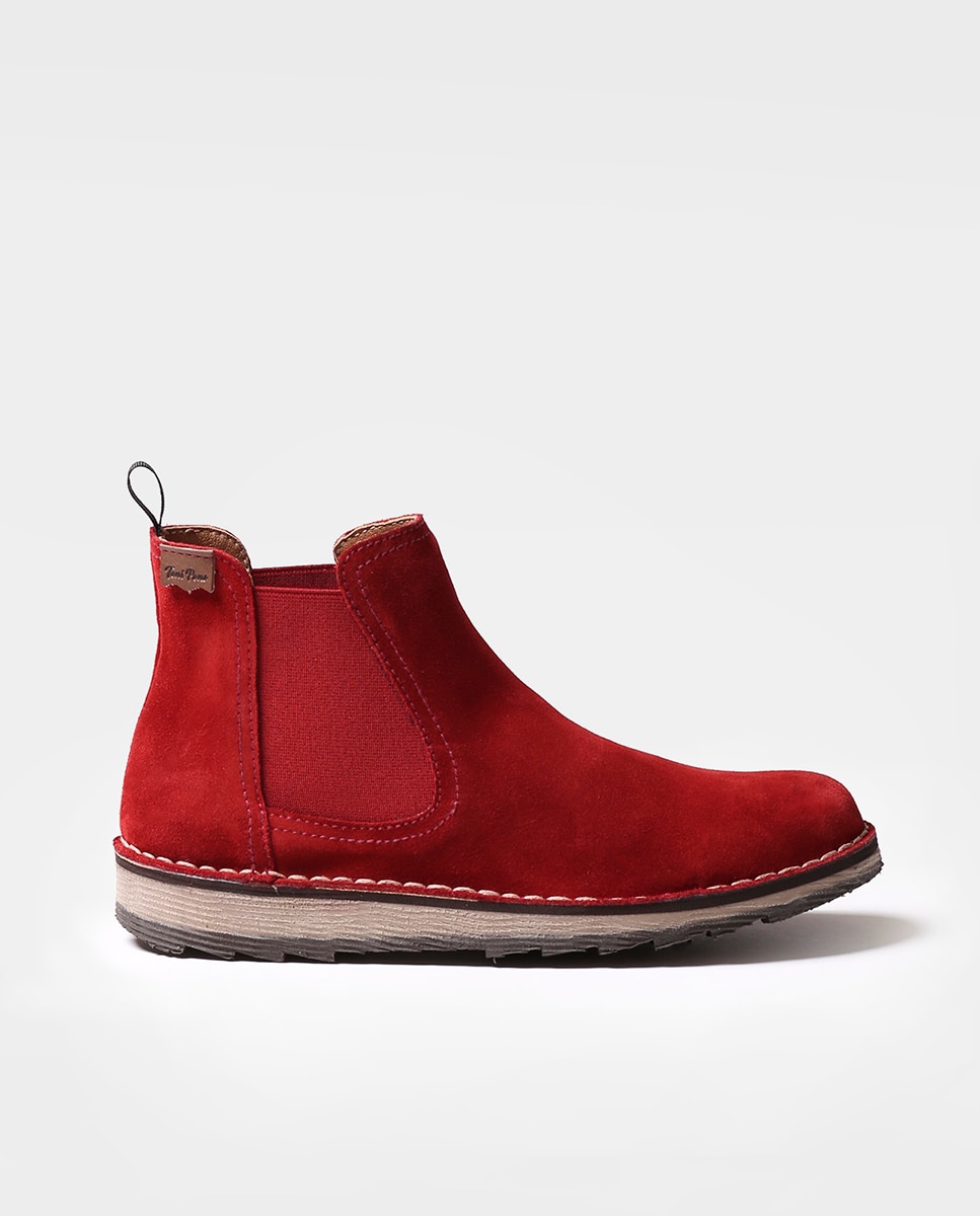Botines de mujer de serraje con elásticos - Toni Pons - Rojo Rojo-1