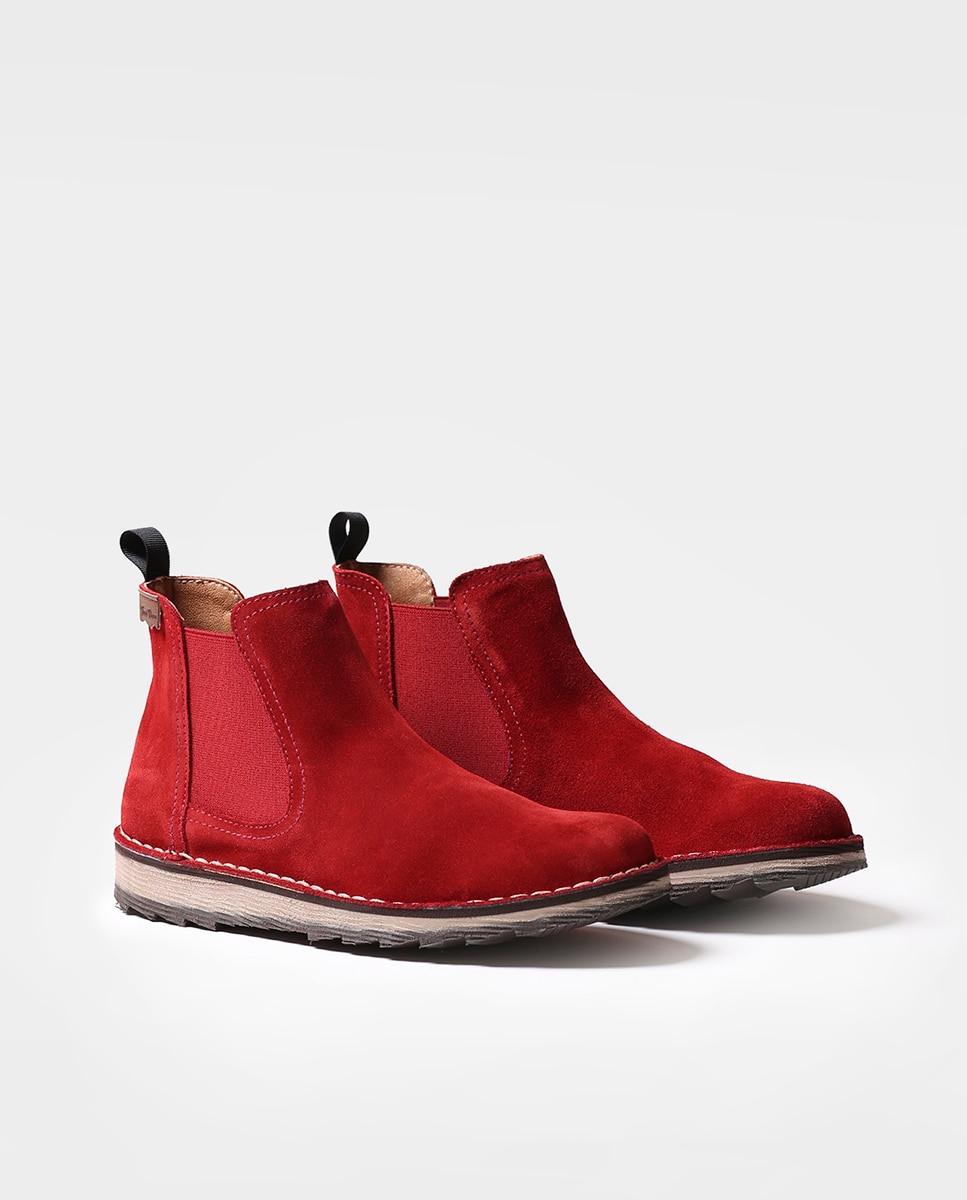 Botines de mujer de serraje con elásticos - Toni Pons - Rojo Rojo-2