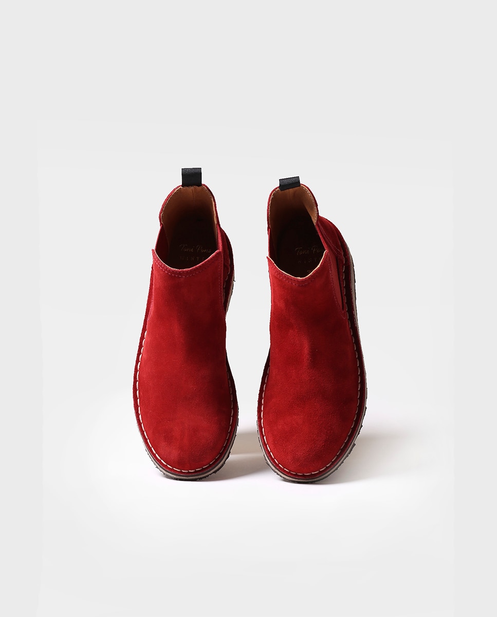 Botines de mujer de serraje con elásticos - Toni Pons - Rojo Rojo-3