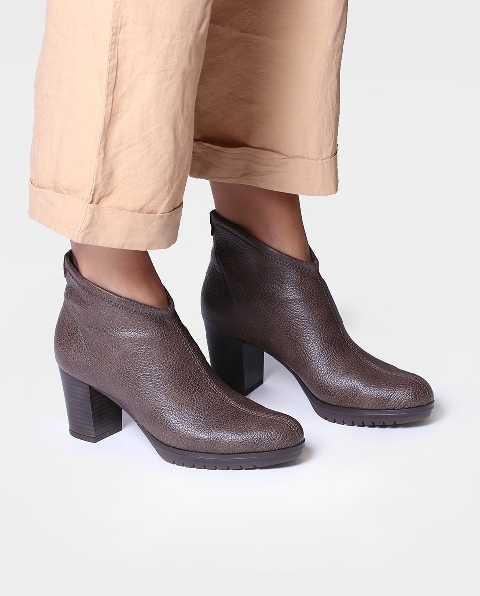 Botines de mujer de tacón de piel - Toni Pons - Marrón Marrón-4