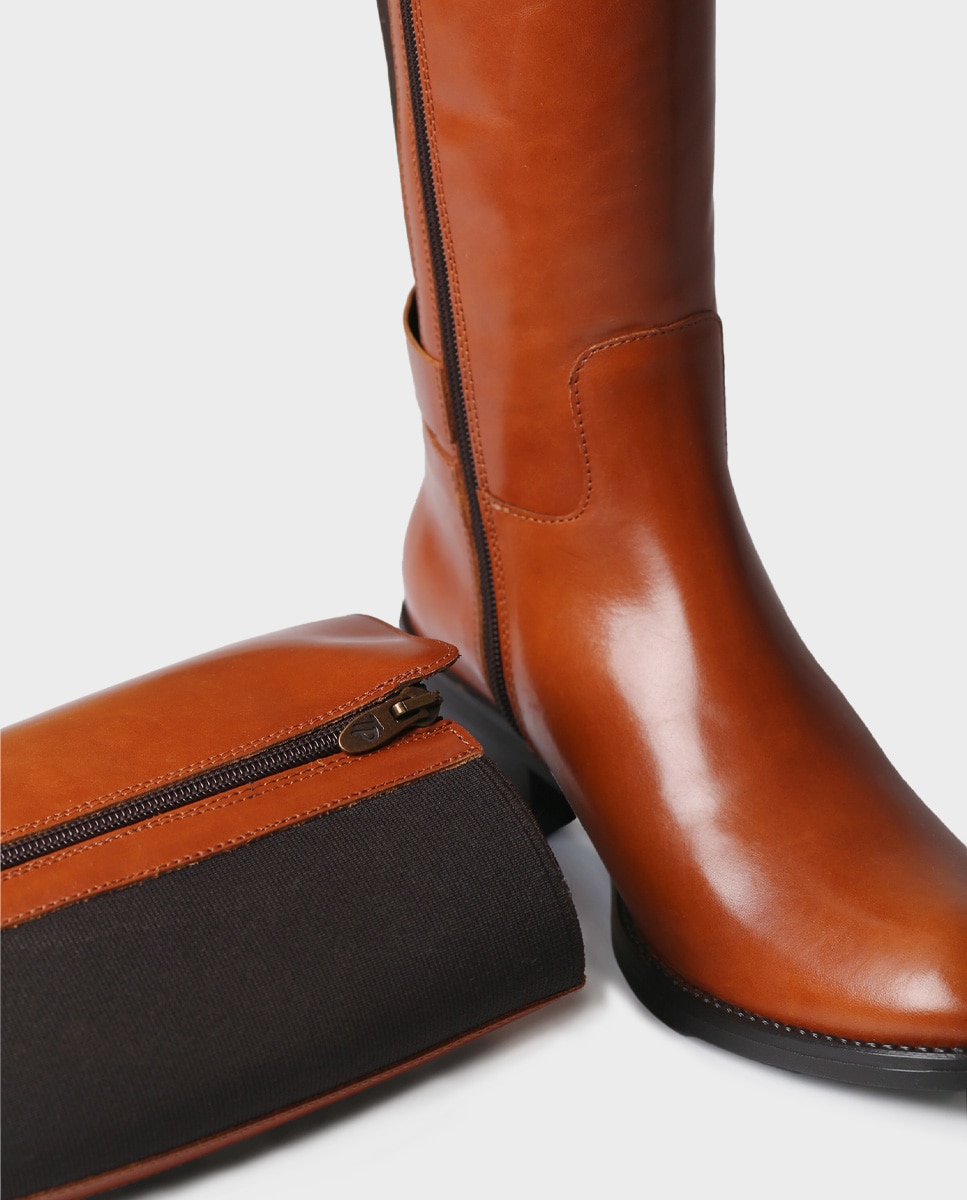Botas de mujer de piel con cremallera - Toni Pons - Marrón Marrón-2