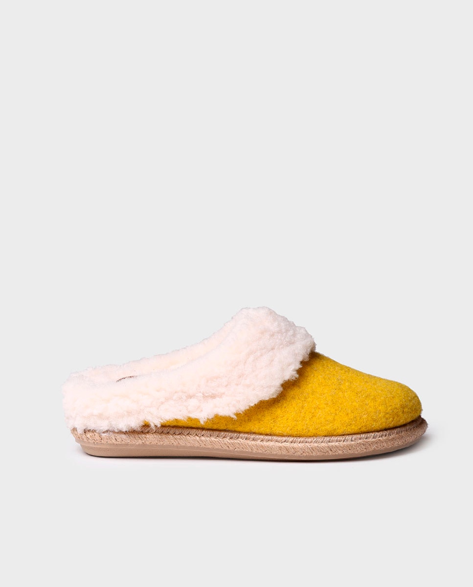 Zapatillas de casa cerradas de mujer de fieltro en tonos lisos - Toni Pons - Amarillo Amarillo-1