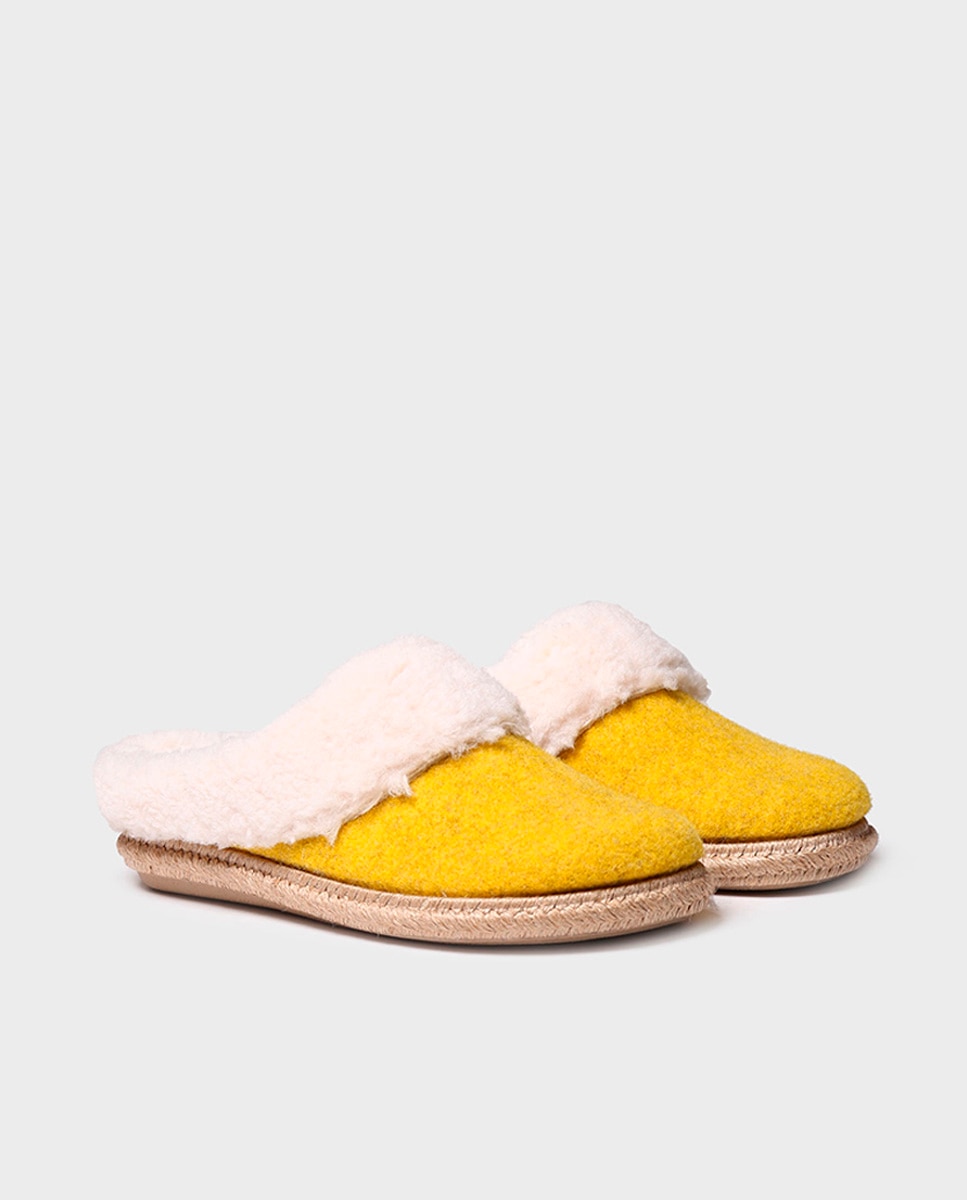Zapatillas de casa cerradas de mujer de fieltro en tonos lisos - Toni Pons - Amarillo Amarillo-2
