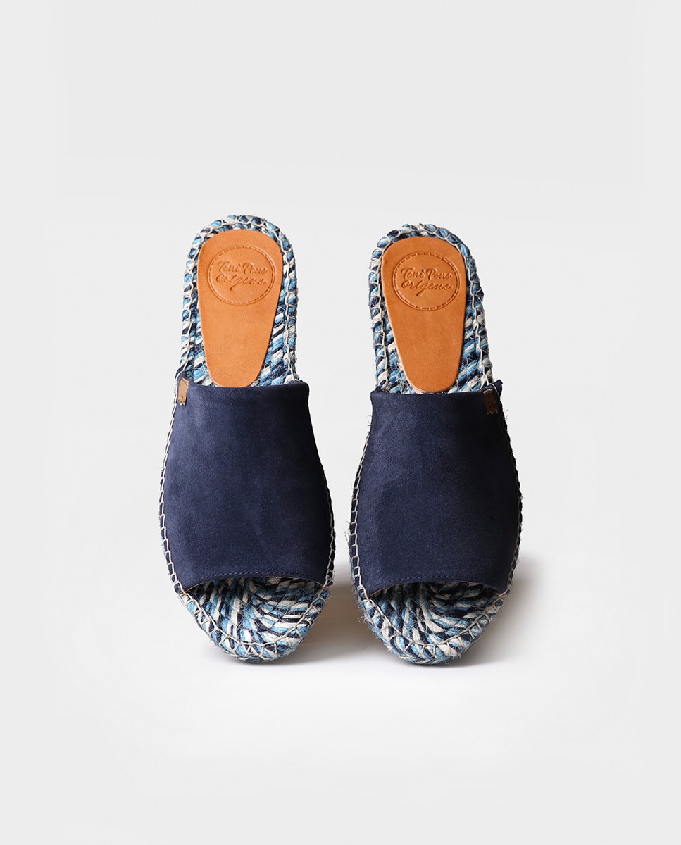 Sandalias planas de mujer de ante abiertas en tonos lisos - Toni Pons - Azul marino Azul marino-2