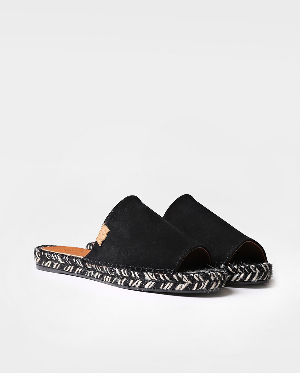 Sandalias planas de mujer de ante abiertas en tonos lisos - Toni Pons - Negro Negro-3
