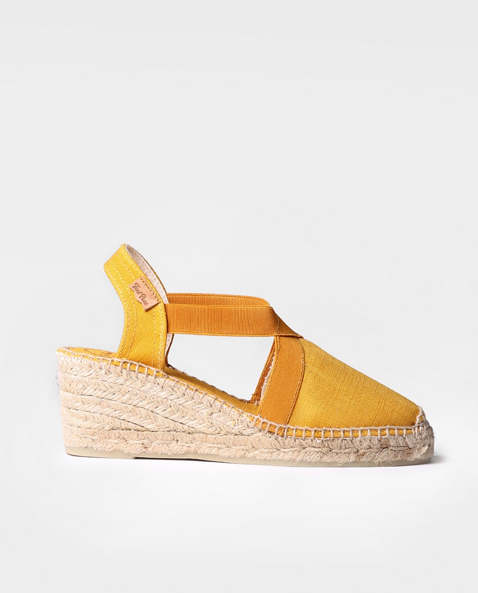 Alpargatas de cuña de mujer de tejido con elásticos - Toni Pons - Amarillo Amarillo-1