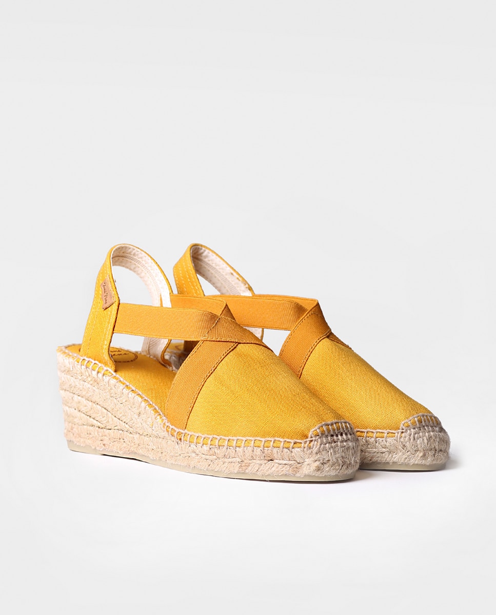 Alpargatas de cuña de mujer de tejido con elásticos - Toni Pons - Amarillo Amarillo-4