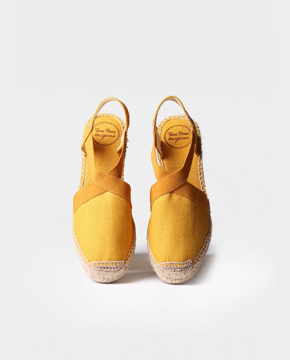 Alpargatas de cuña de mujer de tejido con elásticos - Toni Pons - Amarillo Amarillo-3