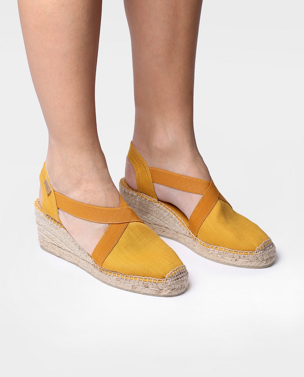 Alpargatas de cuña de mujer de tejido con elásticos - Toni Pons - Amarillo Amarillo-2