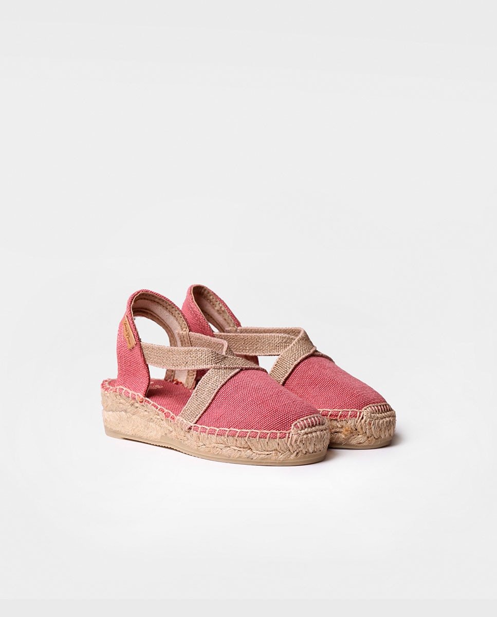 Alpargatas de niños en tejido y elásticos - Toni Pons - Rosa Rosa-2
