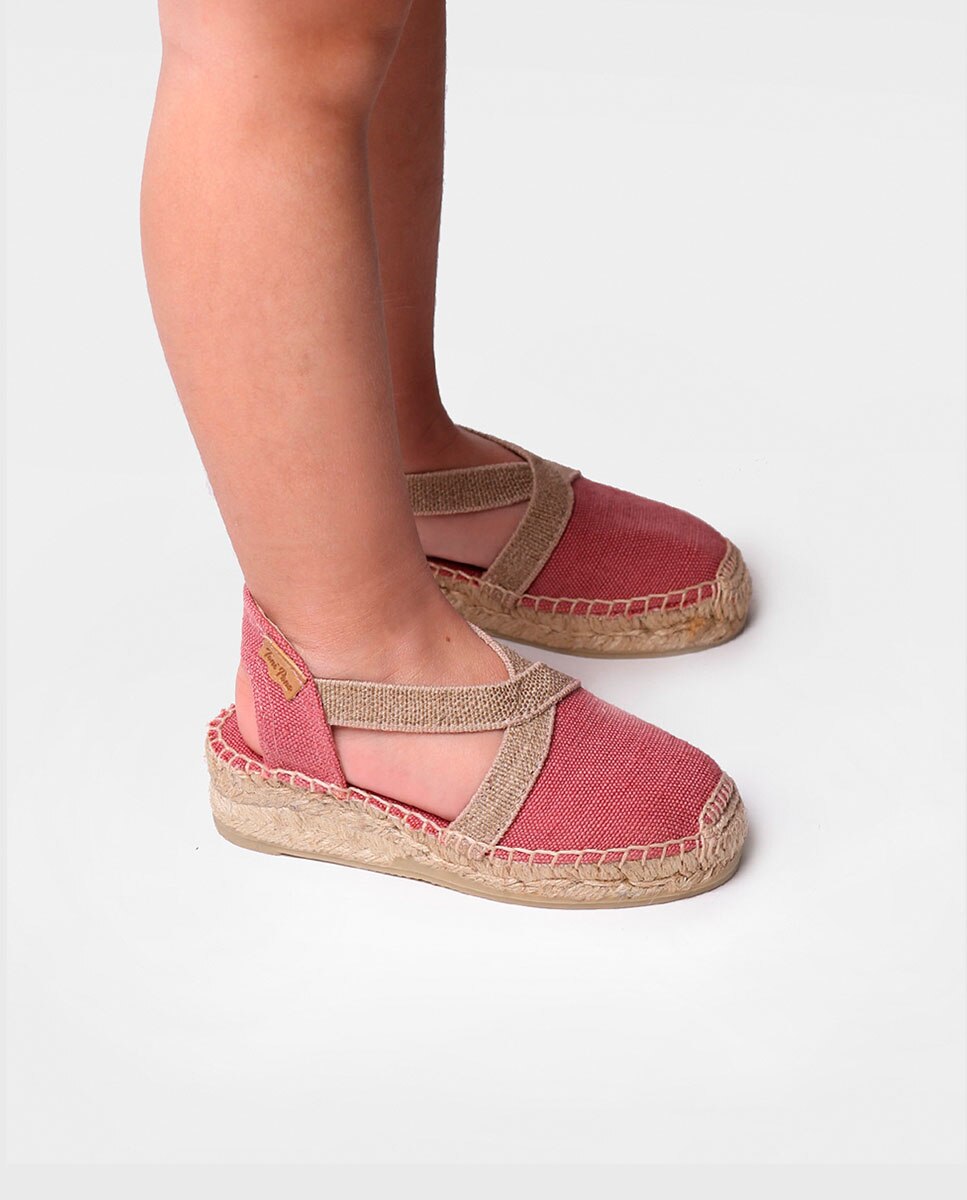 Alpargatas de niños en tejido y elásticos - Toni Pons - Rosa Rosa-4