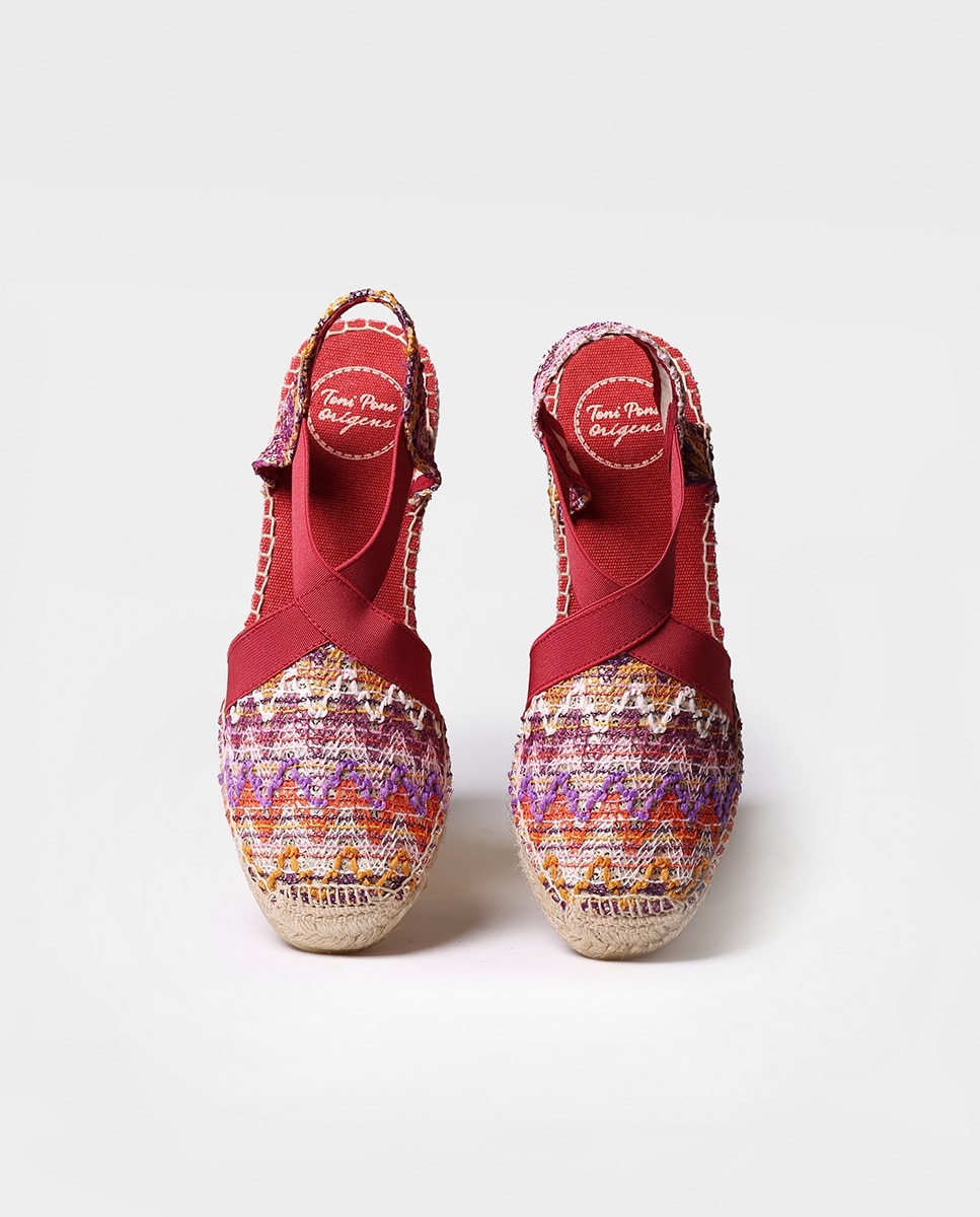 Alpargatas de cuña de mujer de tejido estampado con elásticos - Toni Pons - Multicolor Multicolor-2