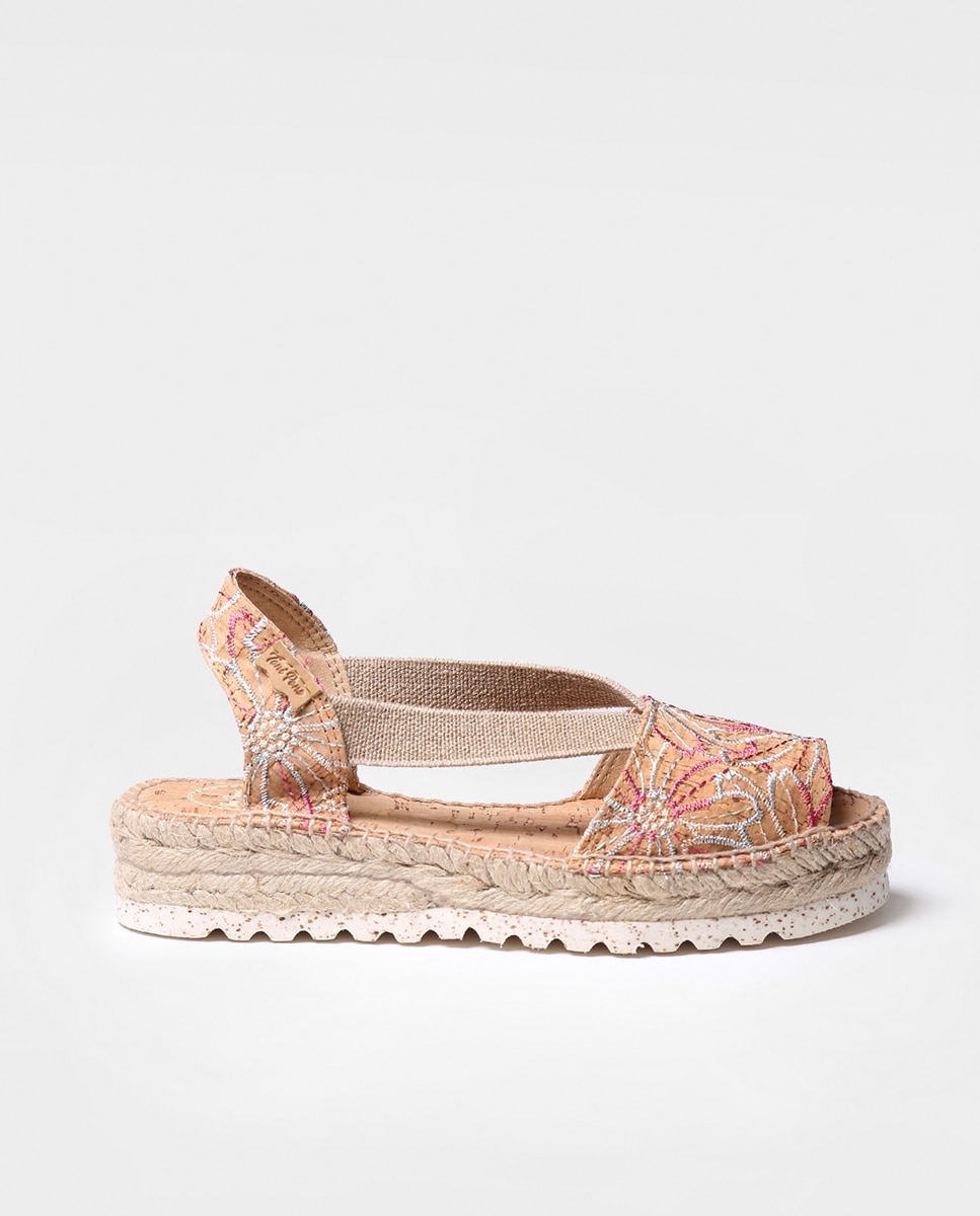 Alpargatas de cuña de mujer de tejido estampado con elásticos - Toni Pons - Multicolor Multicolor-1