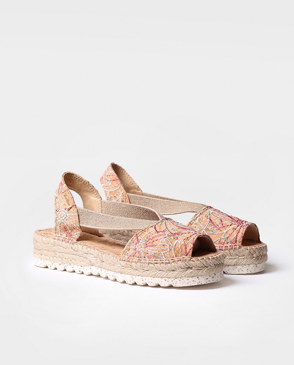 Alpargatas de cuña de mujer de tejido estampado con elásticos - Toni Pons - Multicolor Multicolor-4