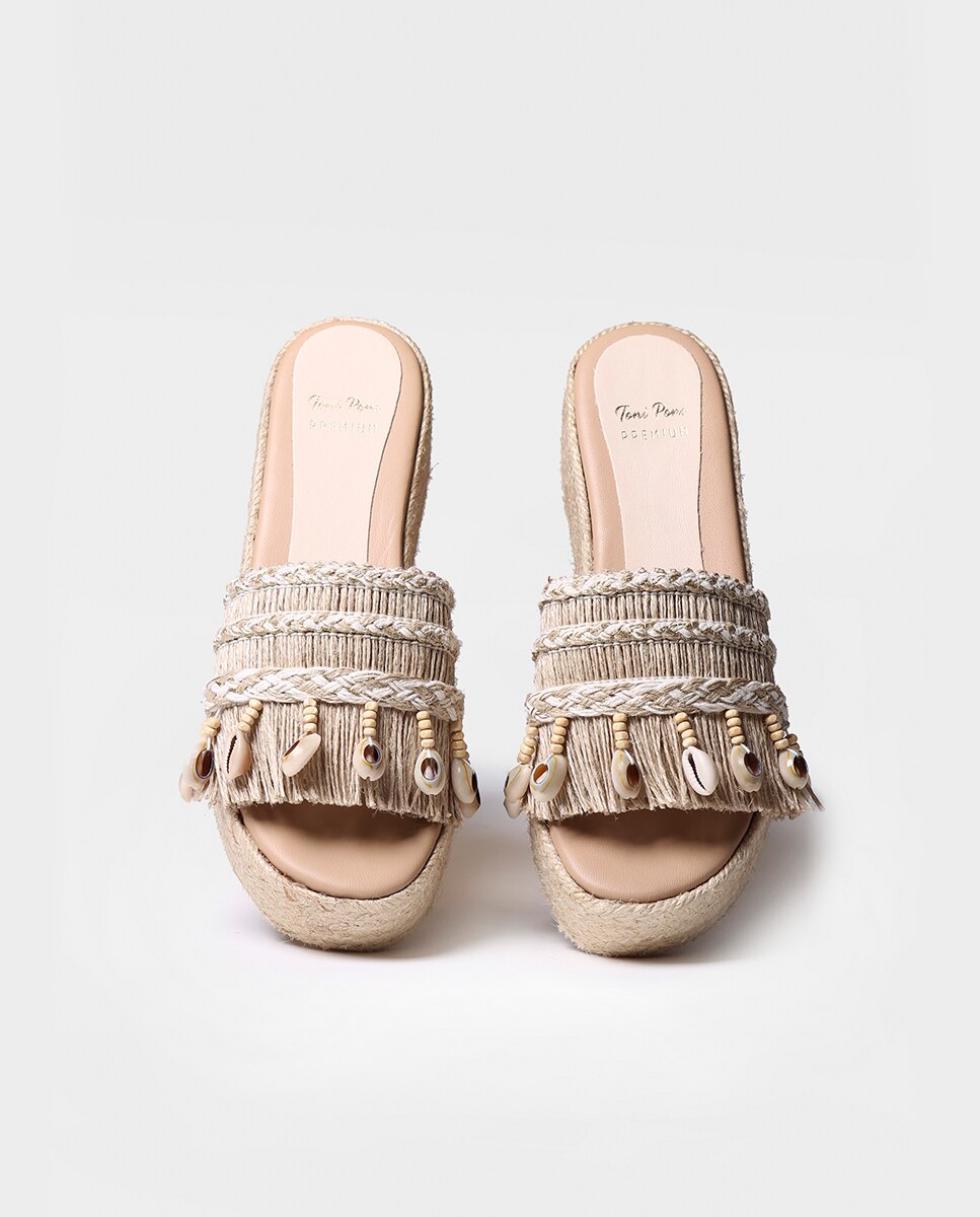 Sandalias de plataforma de mujer de ante abiertas - Toni Pons - Natural Natural-3
