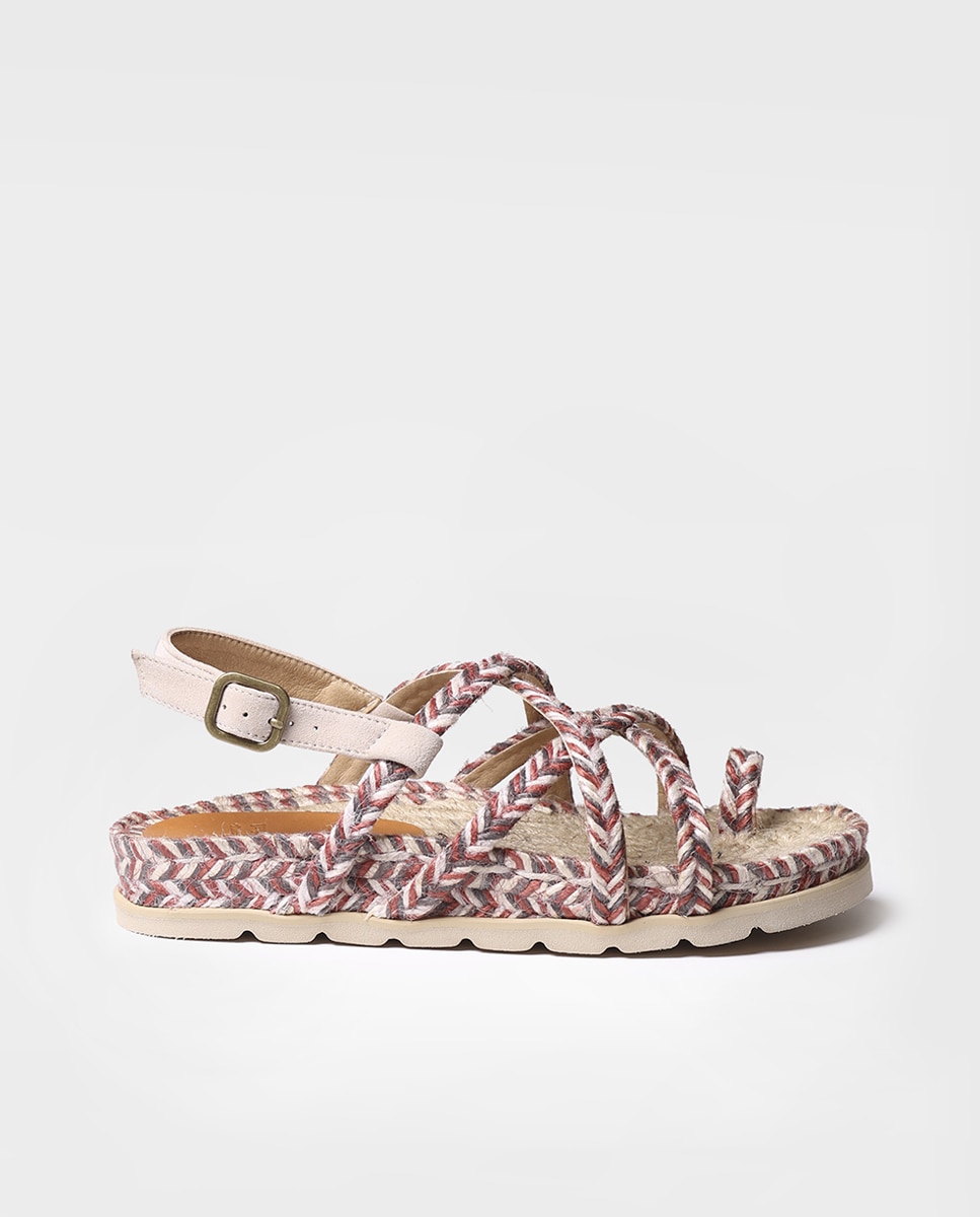 Sandalias planas de mujer de yute con hebilla - Toni Pons - Beige Beige-1