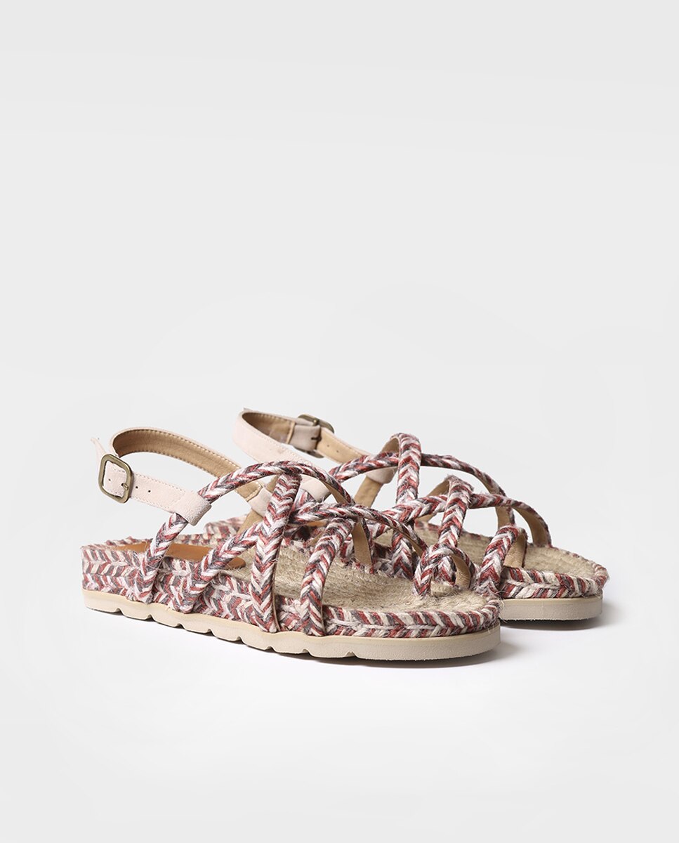 Sandalias planas de mujer de yute con hebilla - Toni Pons - Beige Beige-4