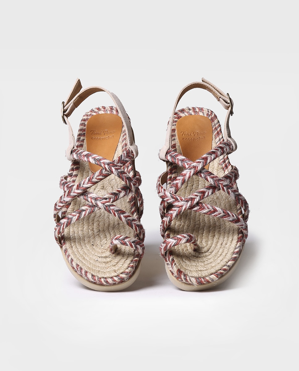 Sandalias planas de mujer de yute con hebilla - Toni Pons - Beige Beige-3