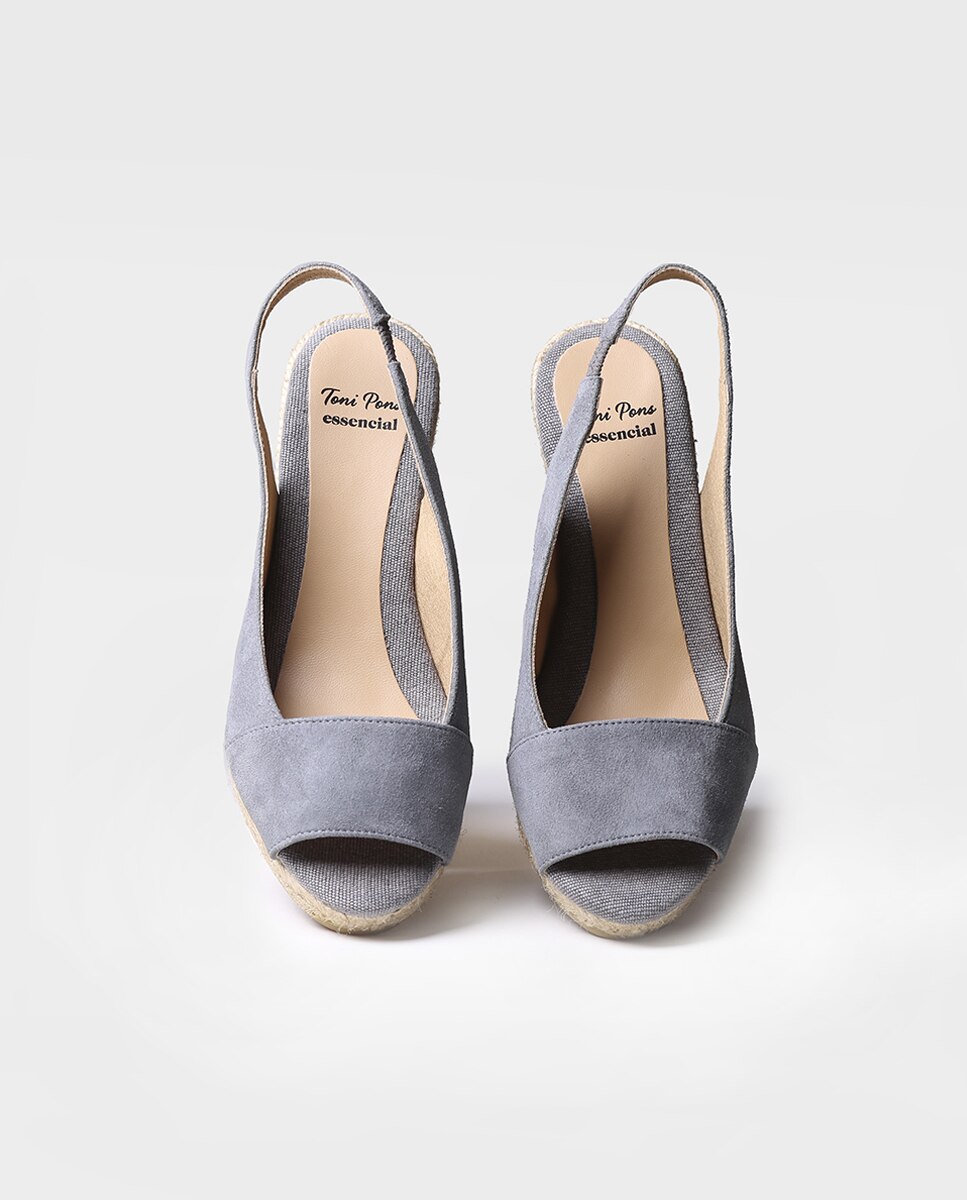 Alpargatas de cuña de mujer de ante con hebilla - Toni Pons - Gris Gris-4