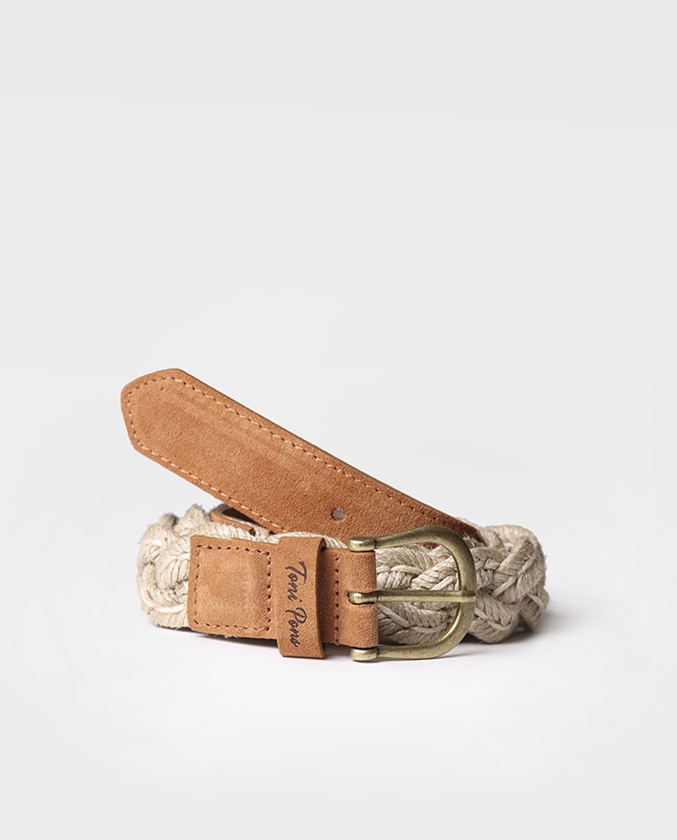 Cinturón de mujer de yute y ante - Toni Pons - Beige/Marrón Beige/Marrón-1