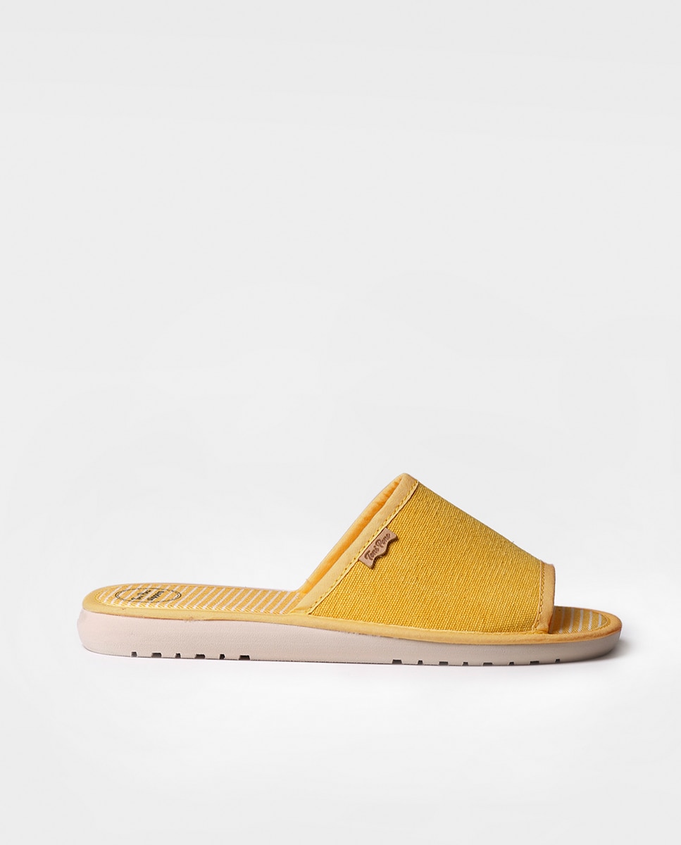 Zapatillas de casa de mujer de tejido en tonos lisos - Toni Pons - Amarillo Amarillo-1