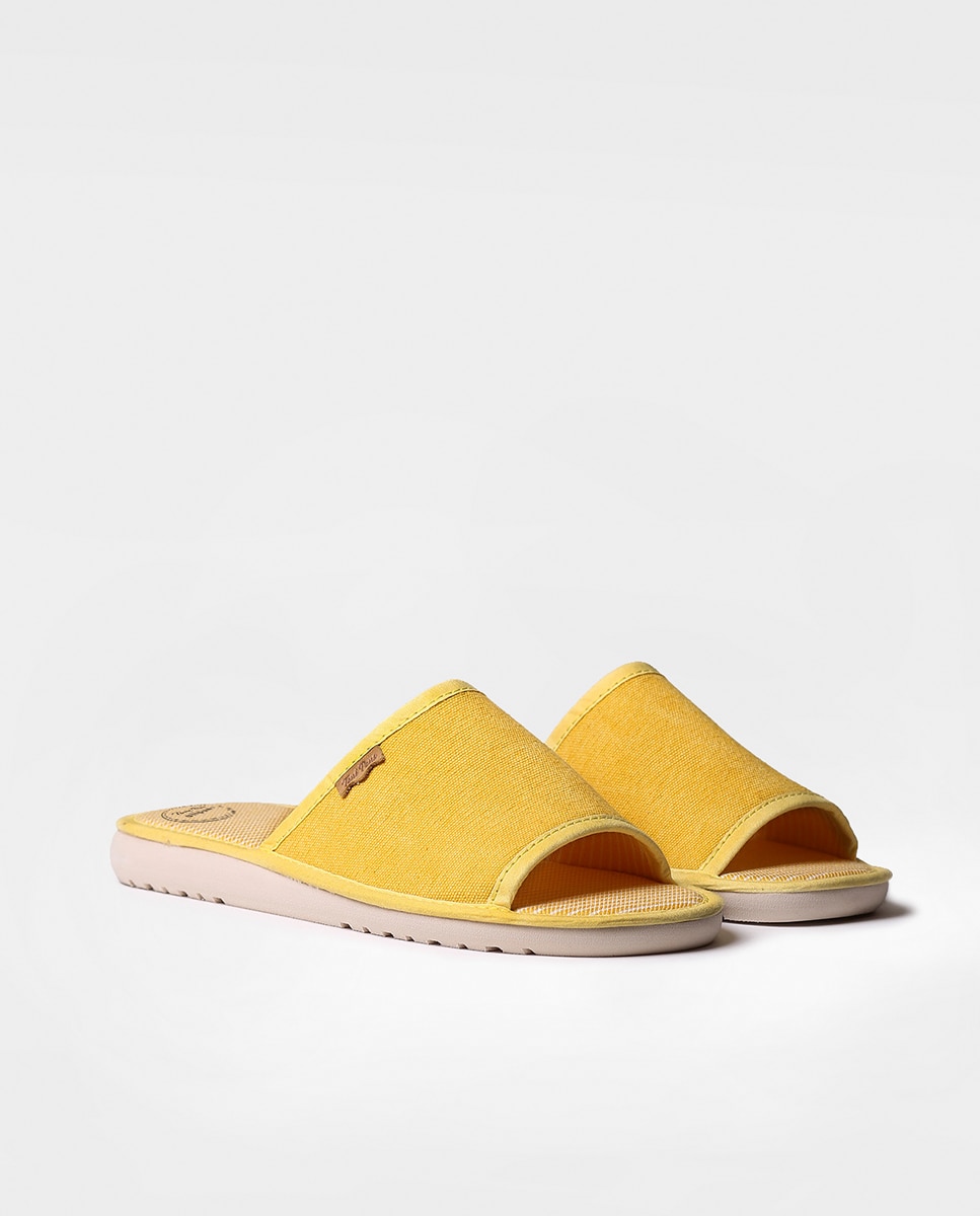 Zapatillas de casa de mujer de tejido en tonos lisos - Toni Pons - Amarillo Amarillo-4