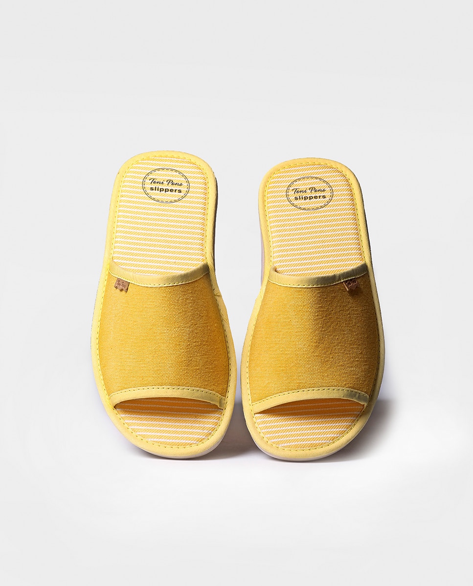 Zapatillas de casa de mujer de tejido en tonos lisos - Toni Pons - Amarillo Amarillo-3
