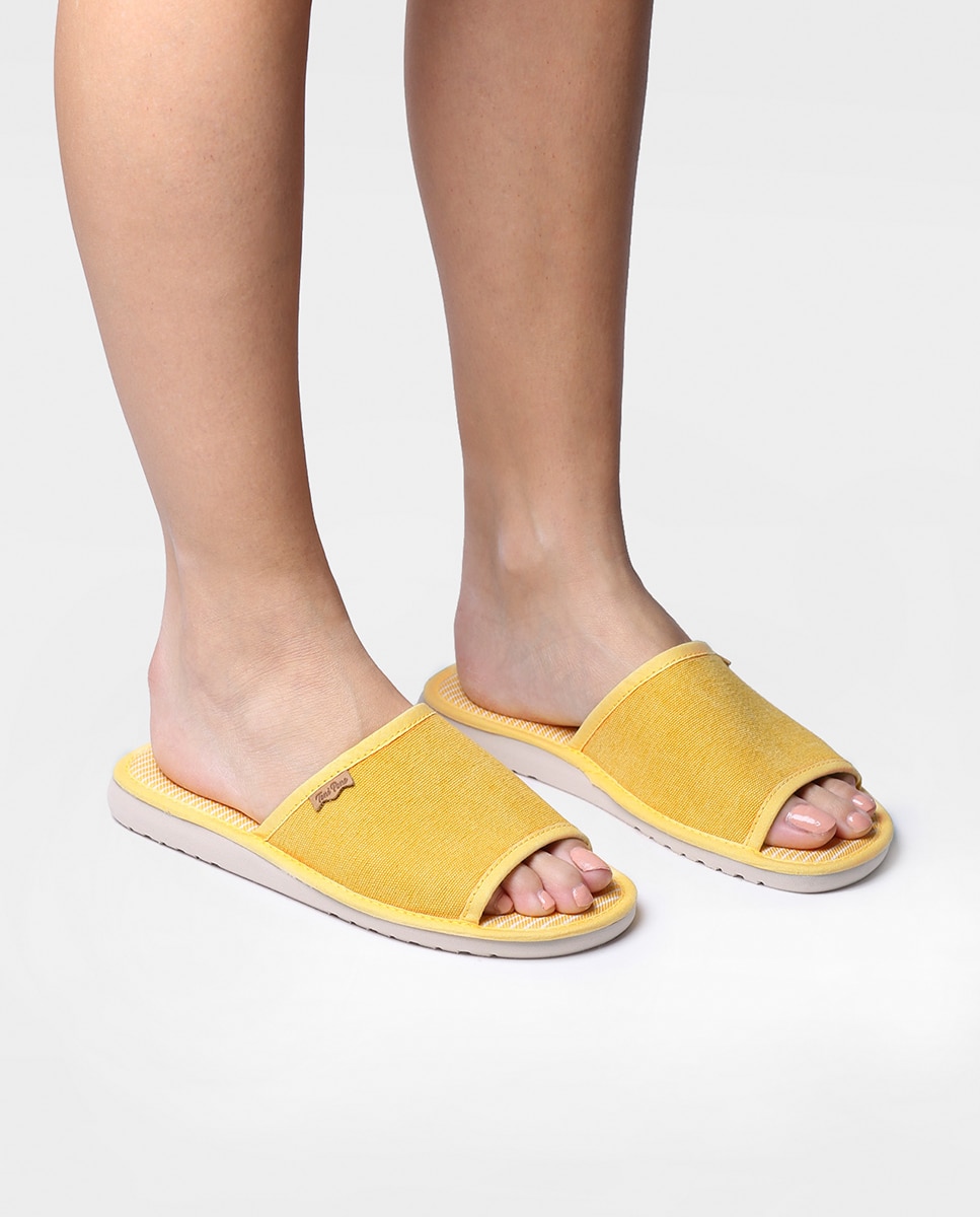 Zapatillas de casa de mujer de tejido en tonos lisos - Toni Pons - Amarillo Amarillo-2
