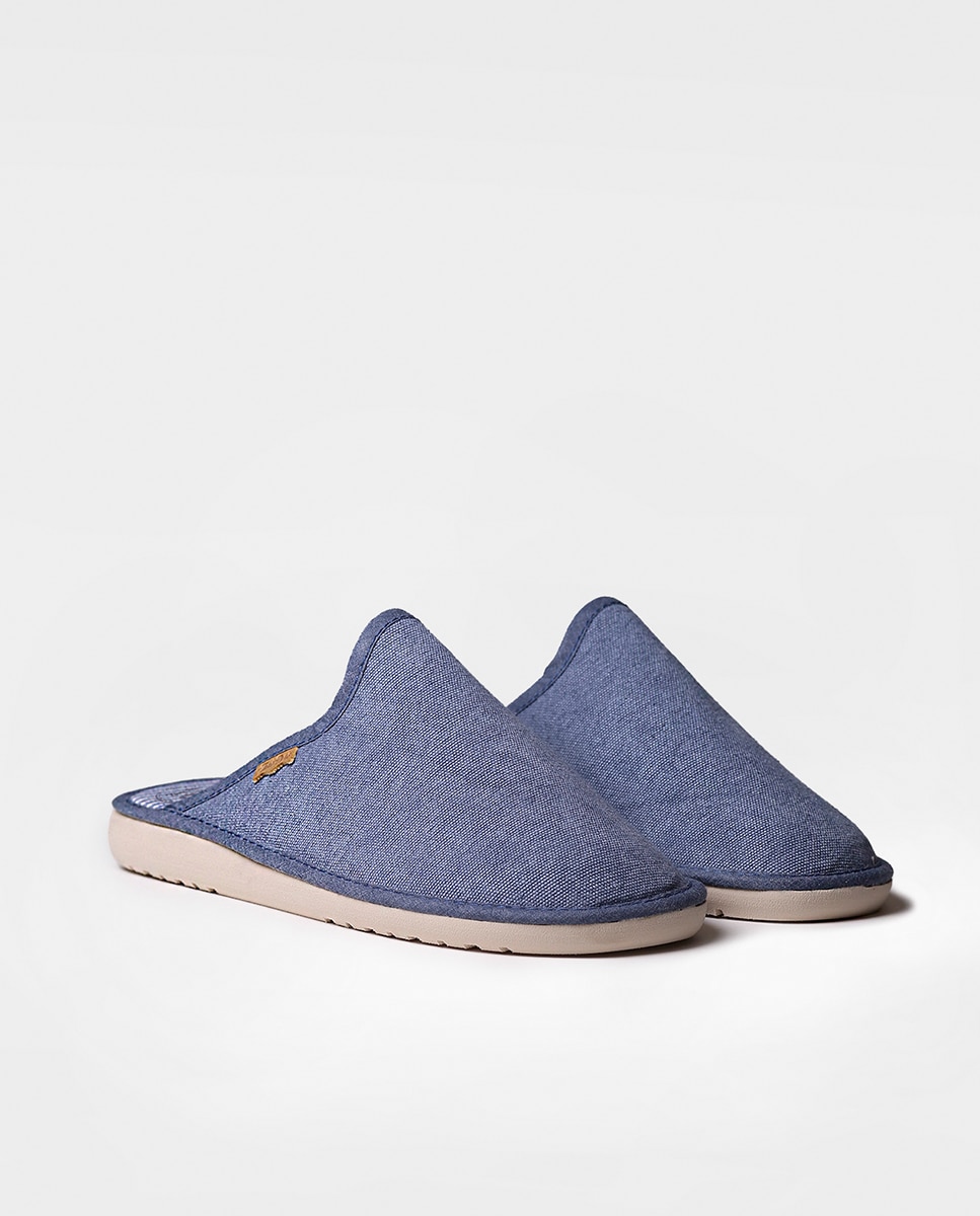 Zapatillas de casa de mujer de tejido en tonos lisos - Toni Pons - Azul Azul-3