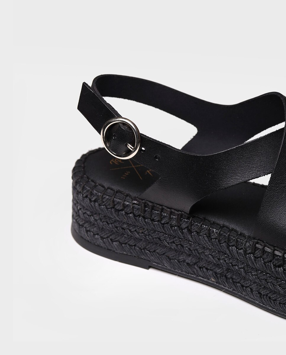 Alpargatas de plataforma de mujer de piel con hebilla - Toni Pons - Negro Negro-4