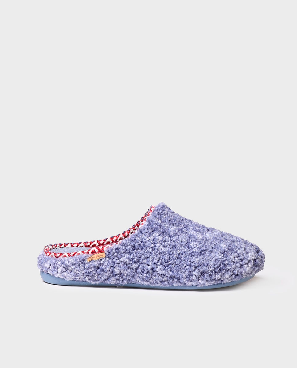 Zapatillas de casa cerradas de mujer de tejido efecto borreguito - Toni Pons - Azul Azul-1