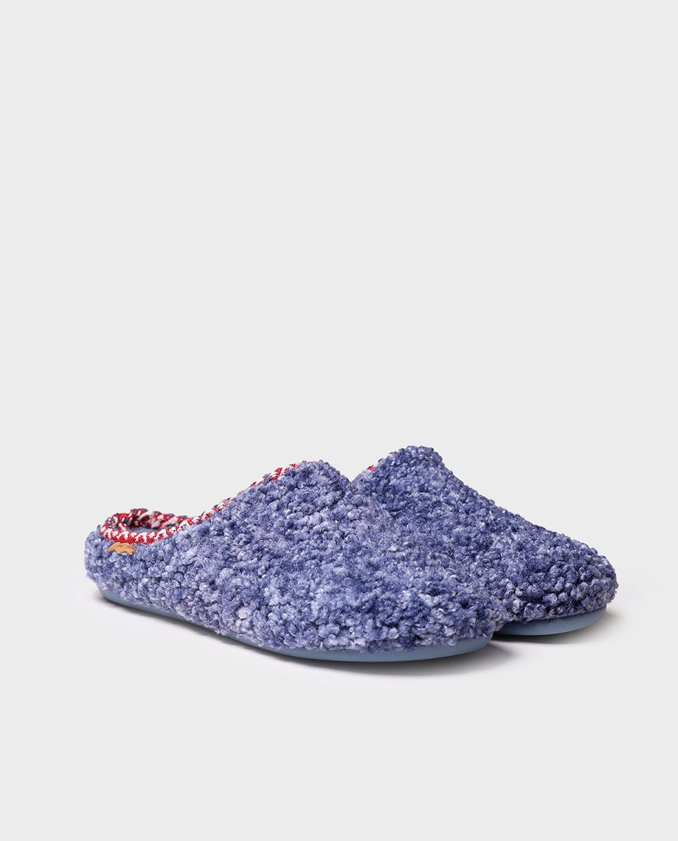 Zapatillas de casa cerradas de mujer de tejido efecto borreguito - Toni Pons - Azul Azul-2
