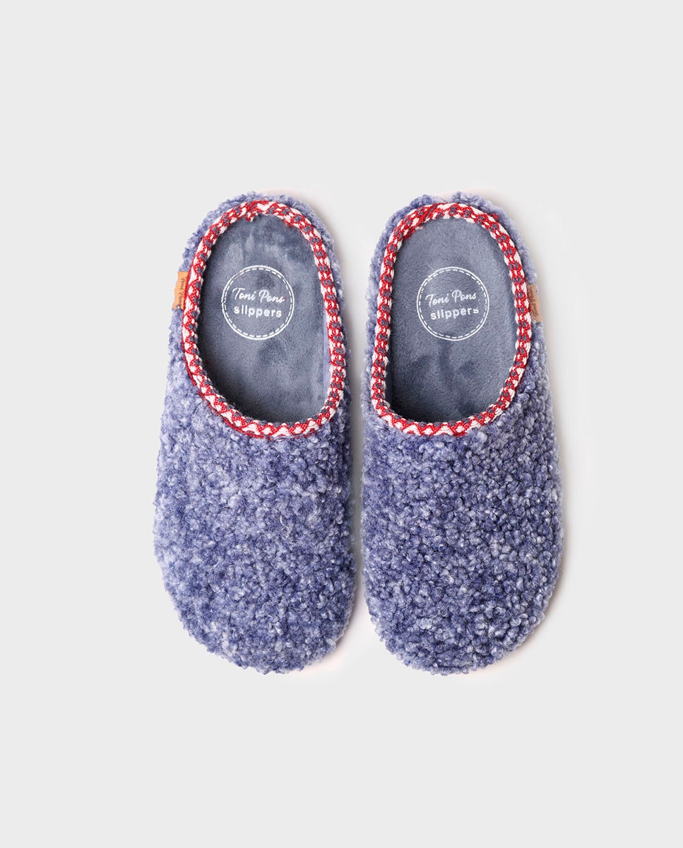 Zapatillas de casa cerradas de mujer de tejido efecto borreguito - Toni Pons - Azul Azul-3