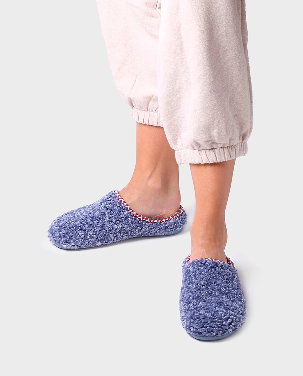 Zapatillas de casa cerradas de mujer de tejido efecto borreguito - Toni Pons - Azul Azul-4