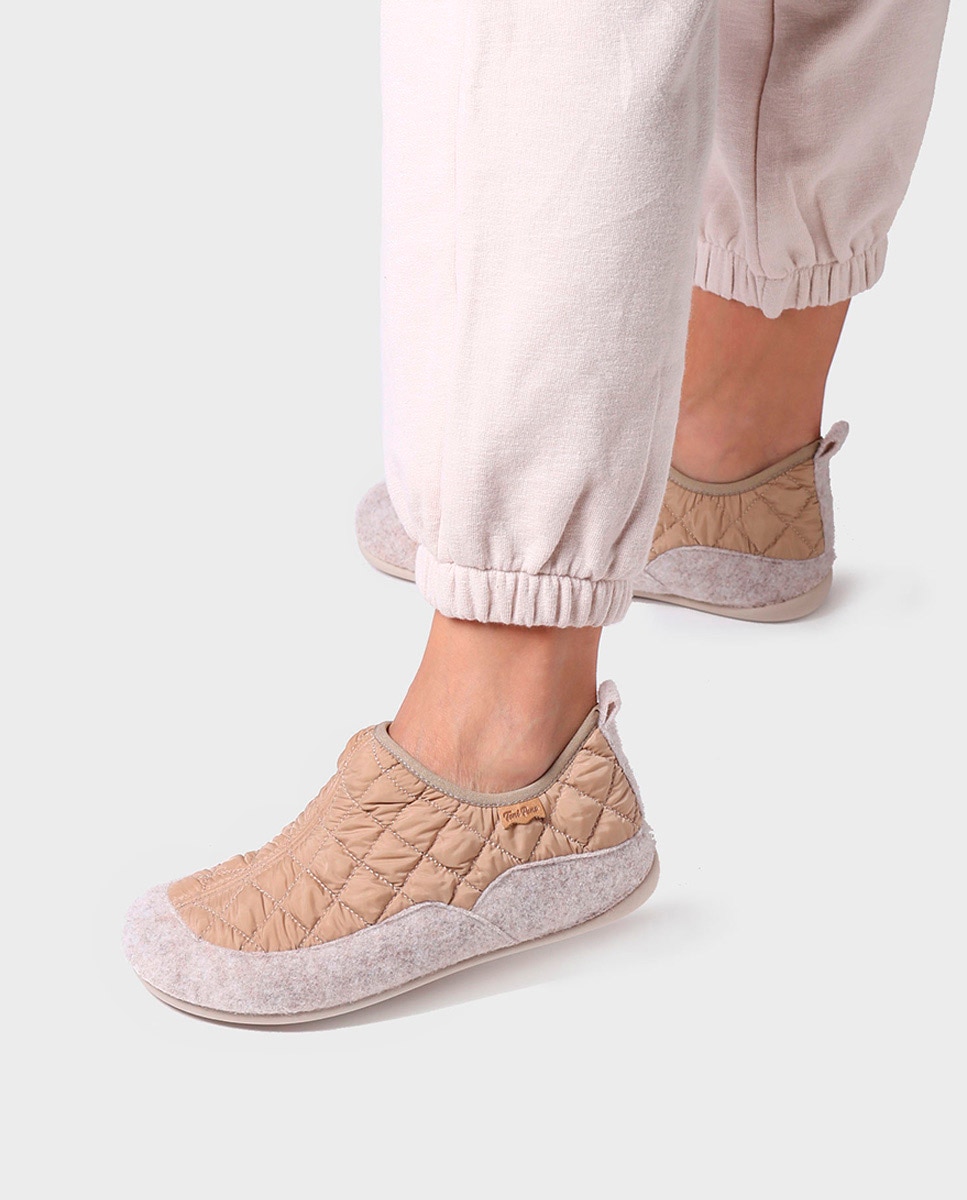 Zapatillas de casa cerradas de mujer de tejido acolchado - Toni Pons - Beige Beige-4