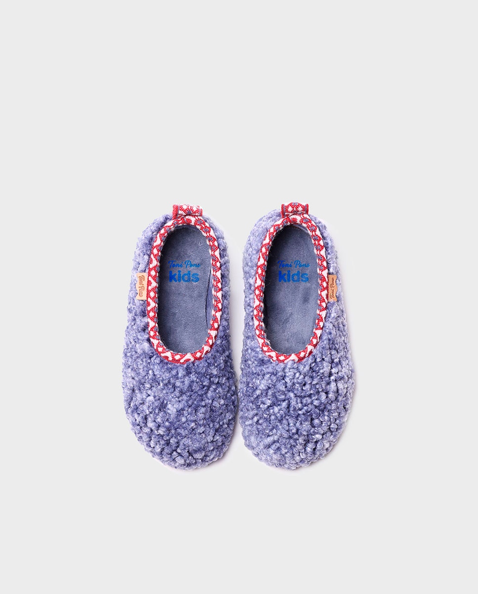 Zapatillas de casa cerradas de niños de tejido efecto borreguito - Toni Pons - Azul Azul-3