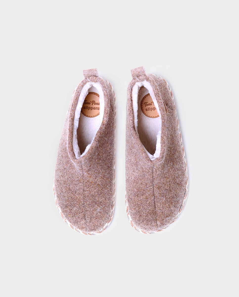 Zapatillas de casa cerradas de mujer de fieltro en tonos lisos - Toni Pons - Marrón Marrón-3