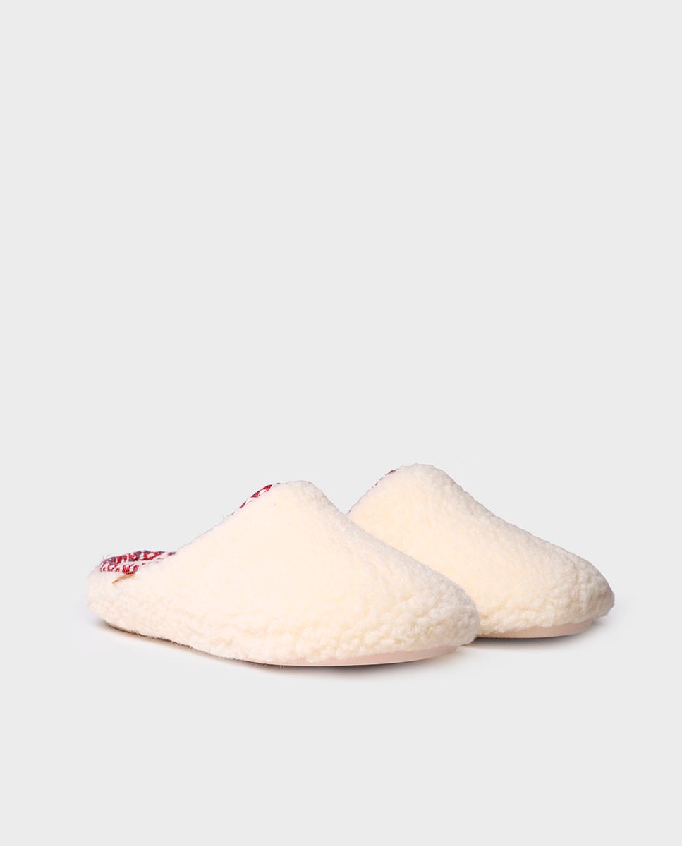 Zapatillas de casa cerradas de mujer de tejido efecto borreguito - Toni Pons - Blanco Blanco-2