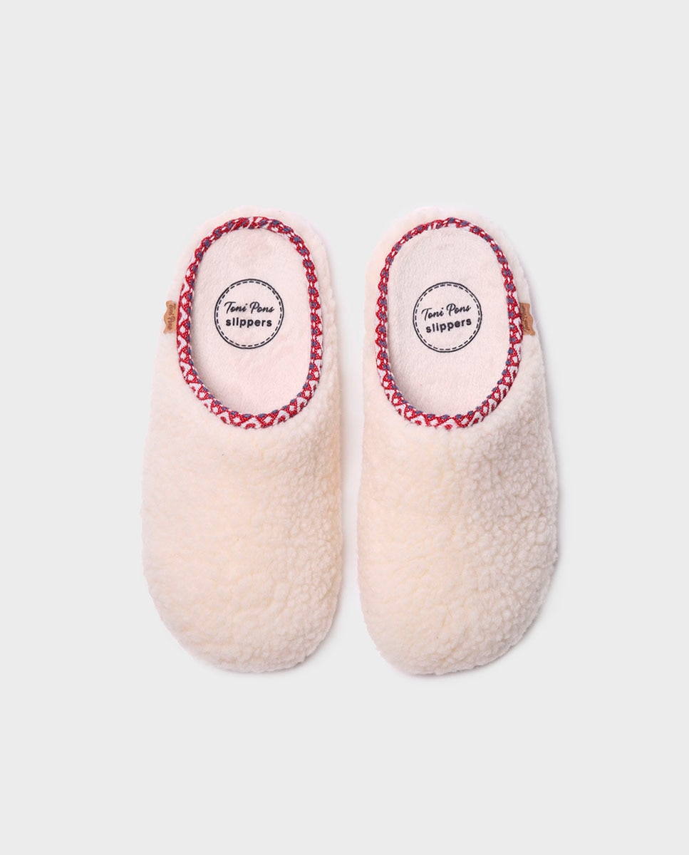 Zapatillas de casa cerradas de mujer de tejido efecto borreguito - Toni Pons - Blanco Blanco-3